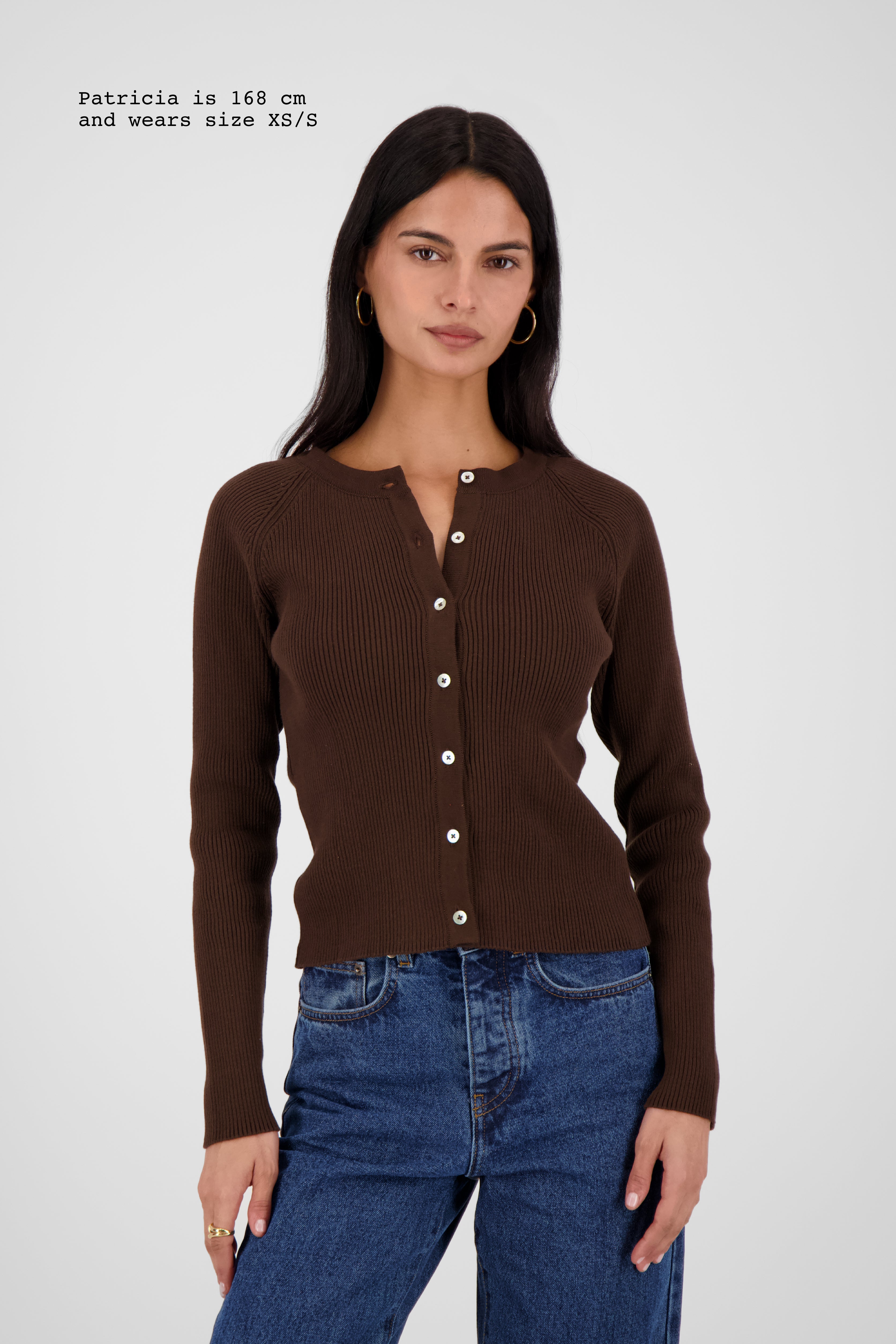 KNIT RIBBED FITTED CARDIGAN