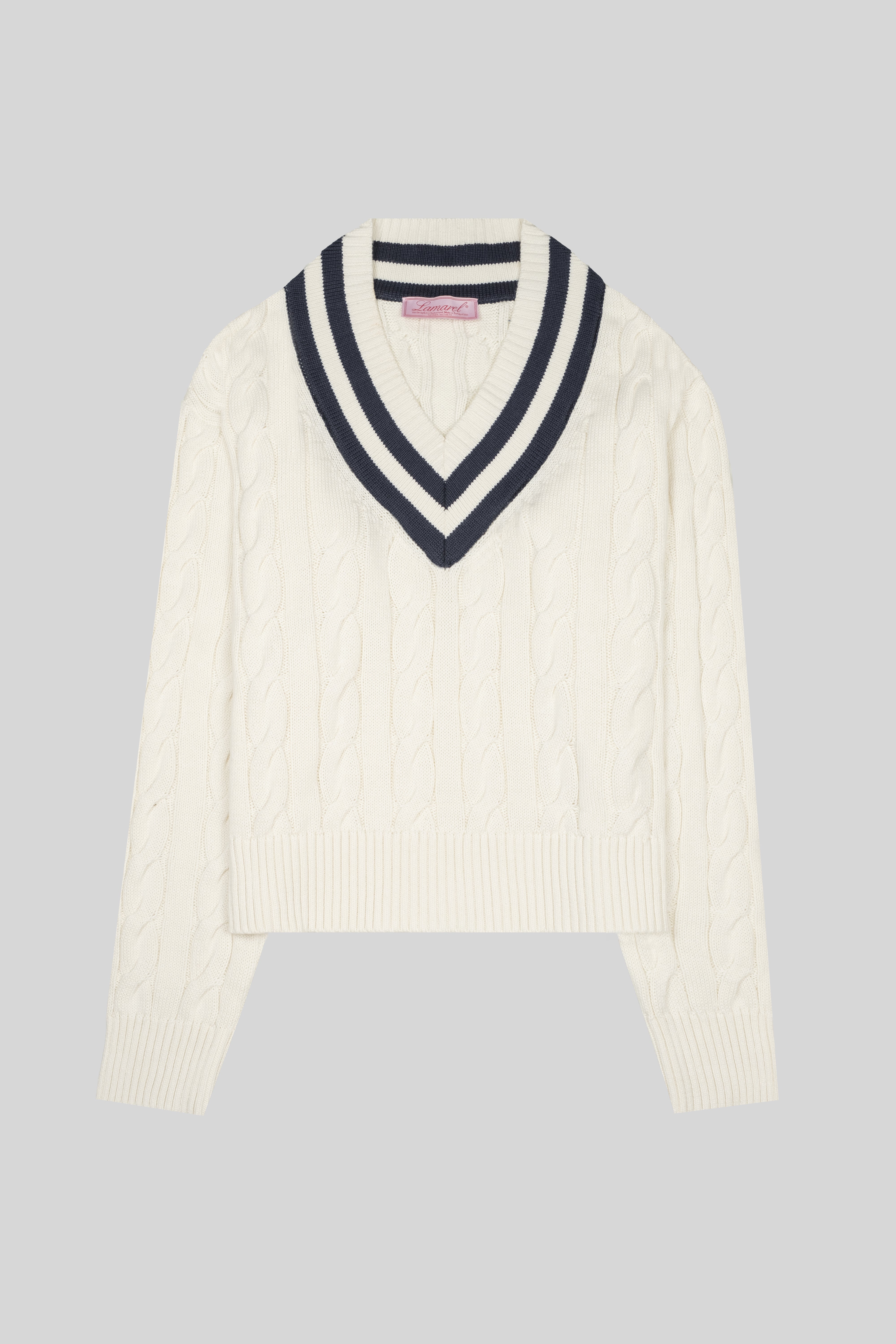 CABLE-KNIT V-NECK SWEATER