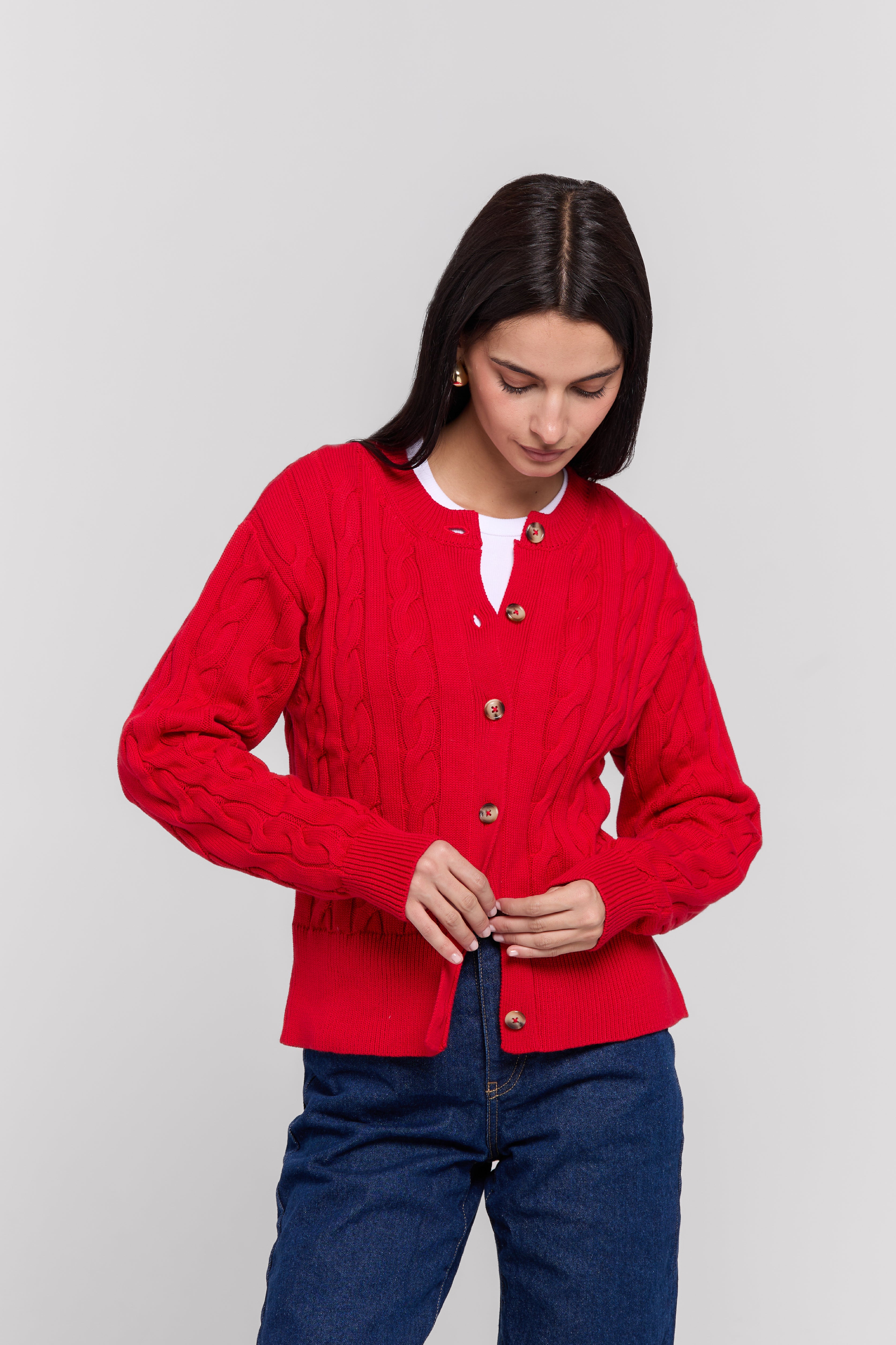 CABLE-KNIT CARDIGAN