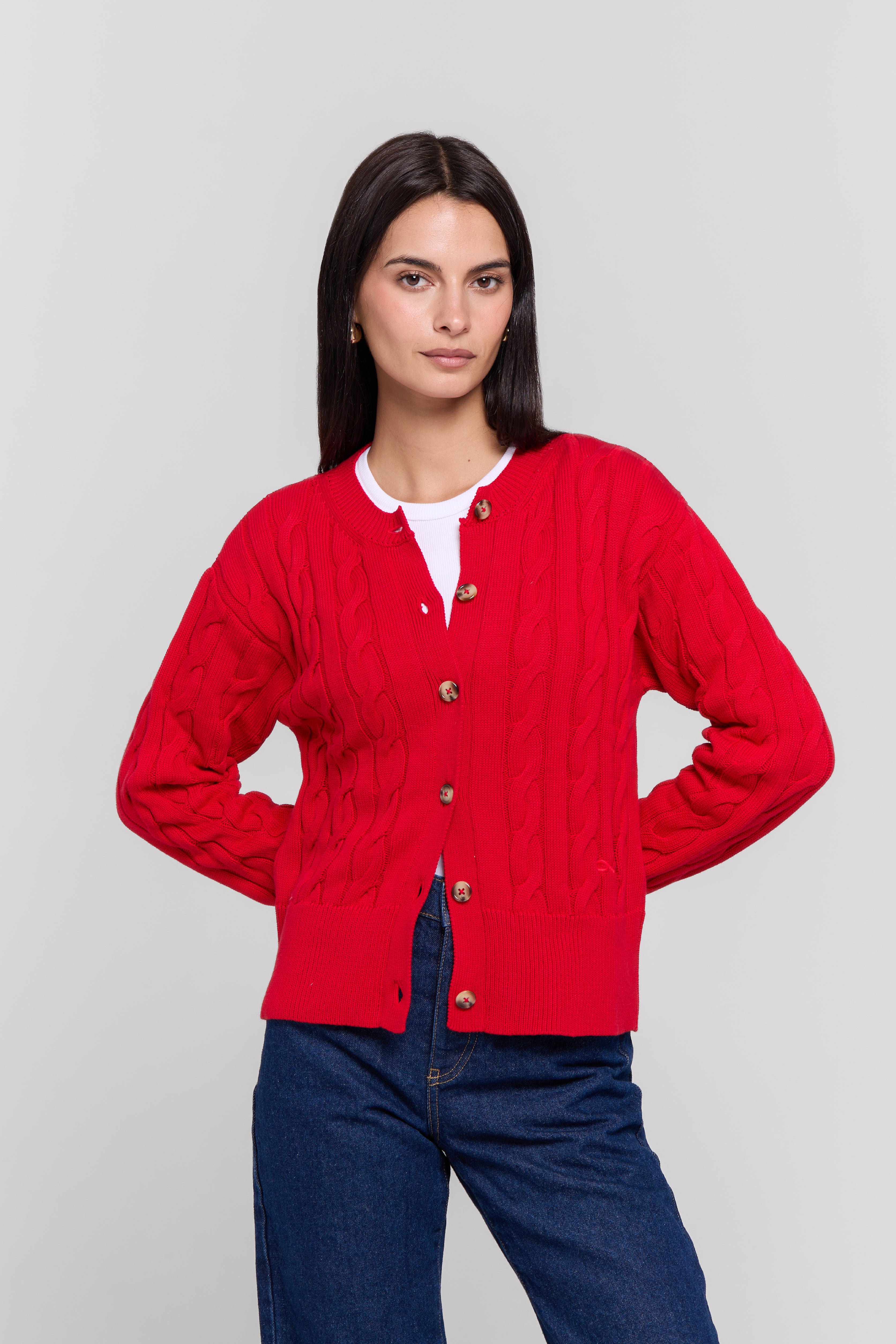 CABLE-KNIT CARDIGAN