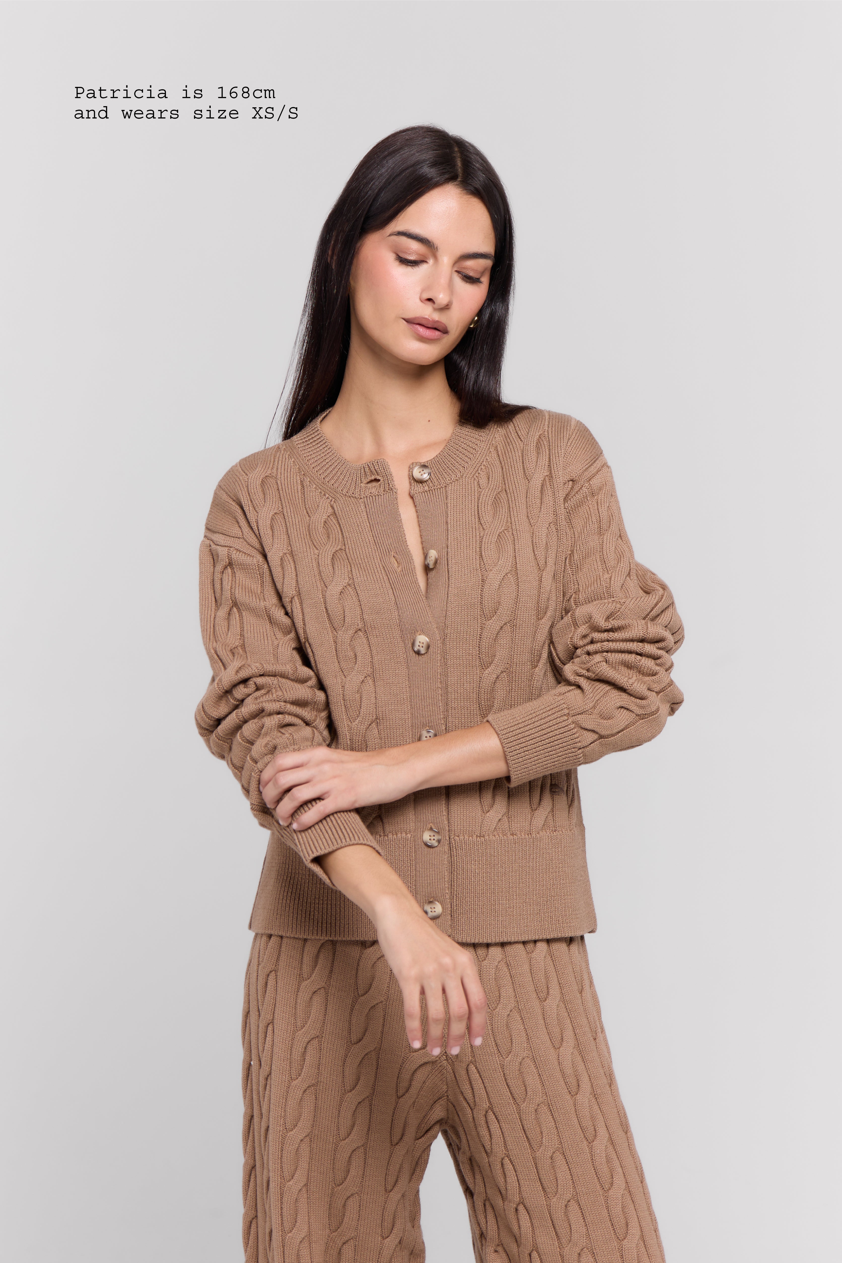 MERINO WOOL CABLE-KNIT CARDIGAN