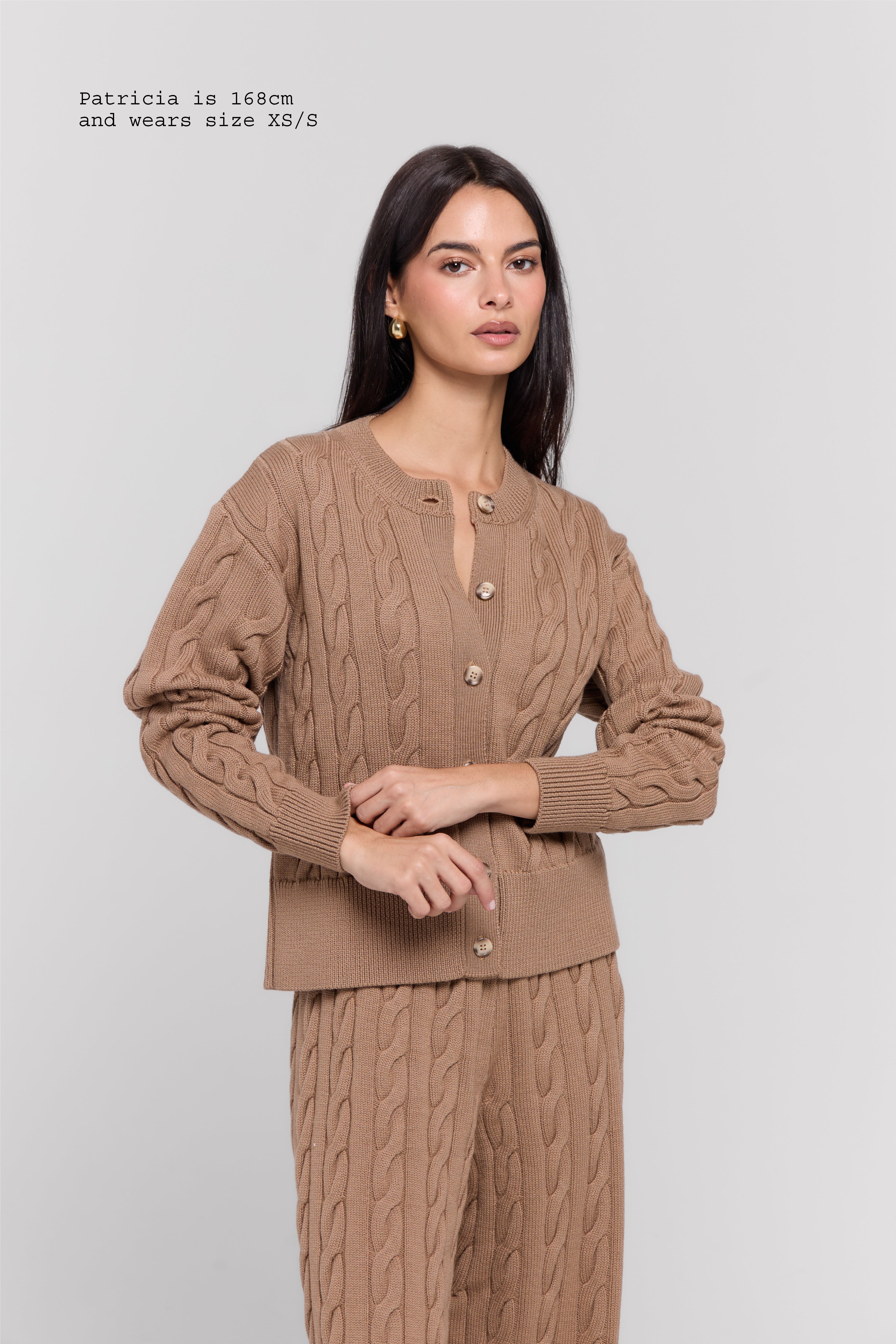 MERINO WOOL CABLE-KNIT CARDIGAN