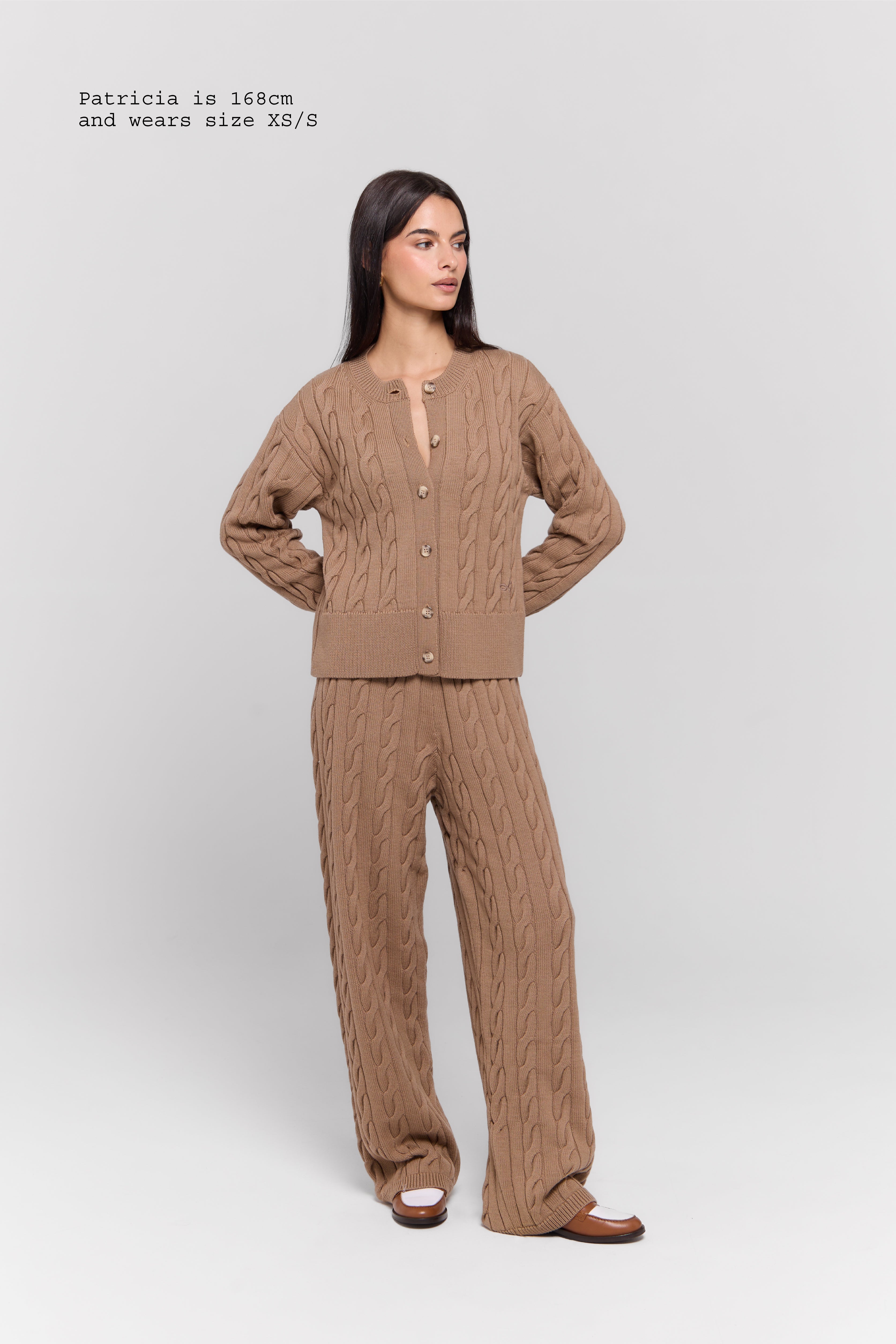 MERINO WOOL CABLE-KNIT PANTS