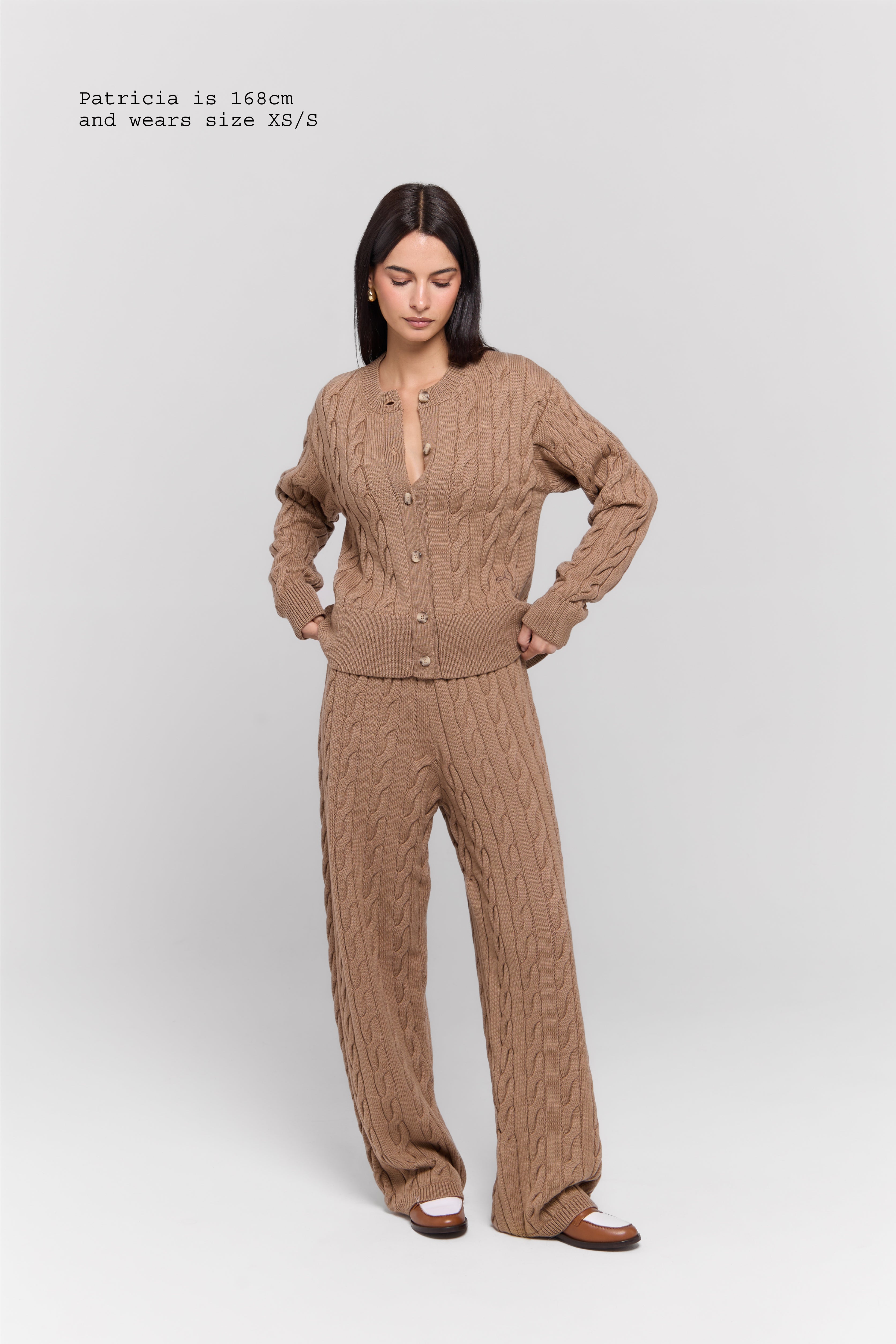 MERINO WOOL CABLE-KNIT PANTS