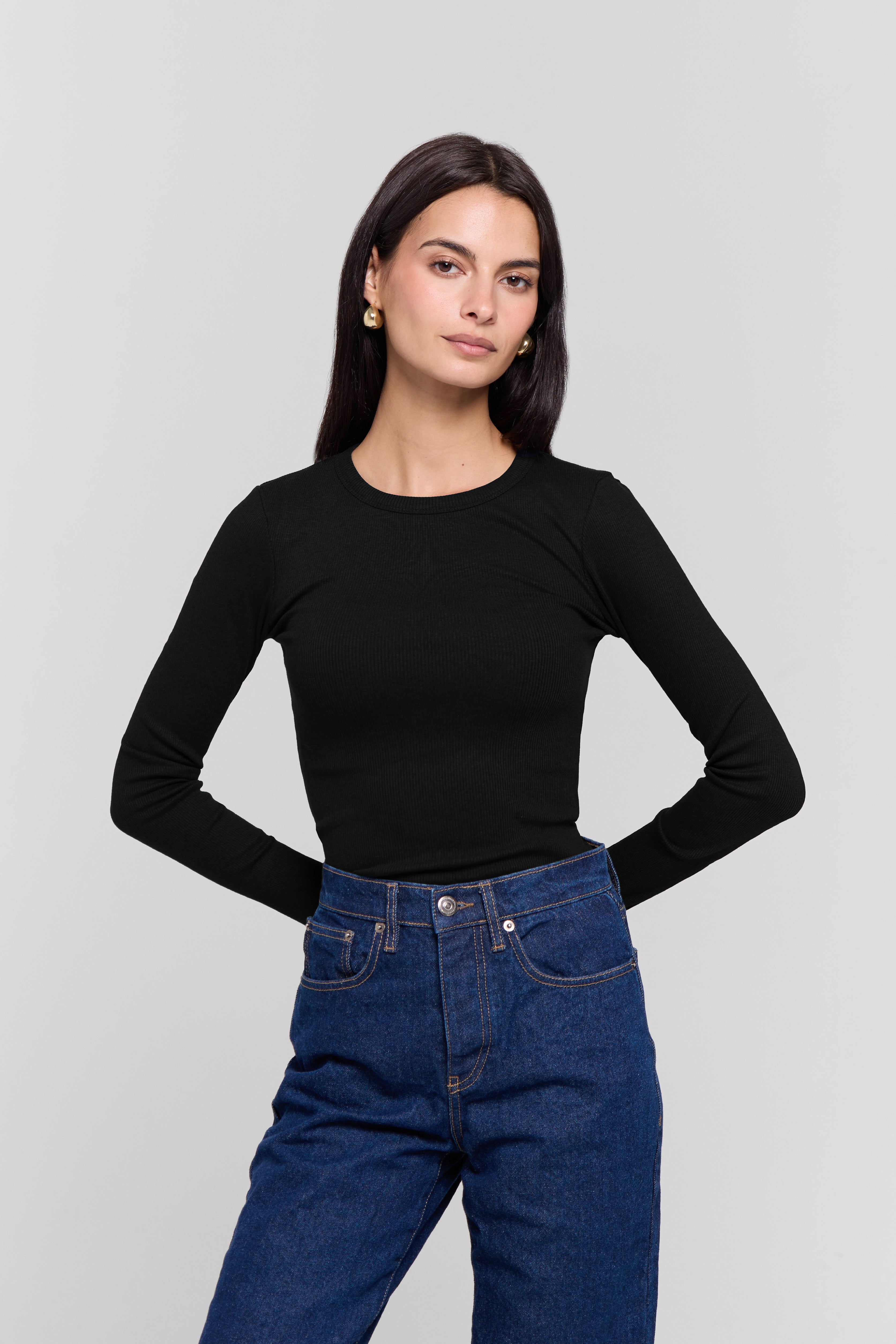 RIBBED LONG SLEEVE TOP