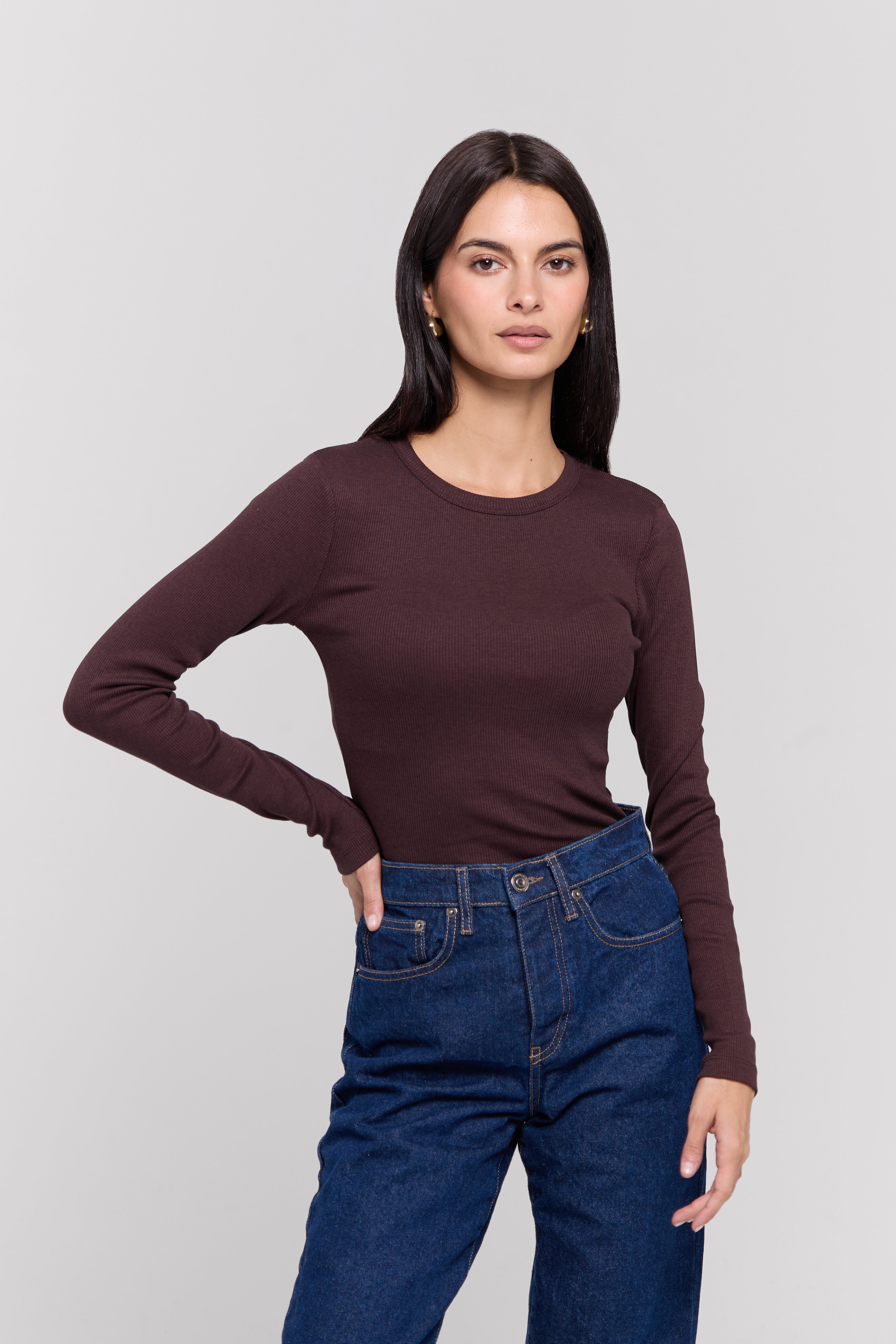 RIBBED LONG SLEEVE TOP