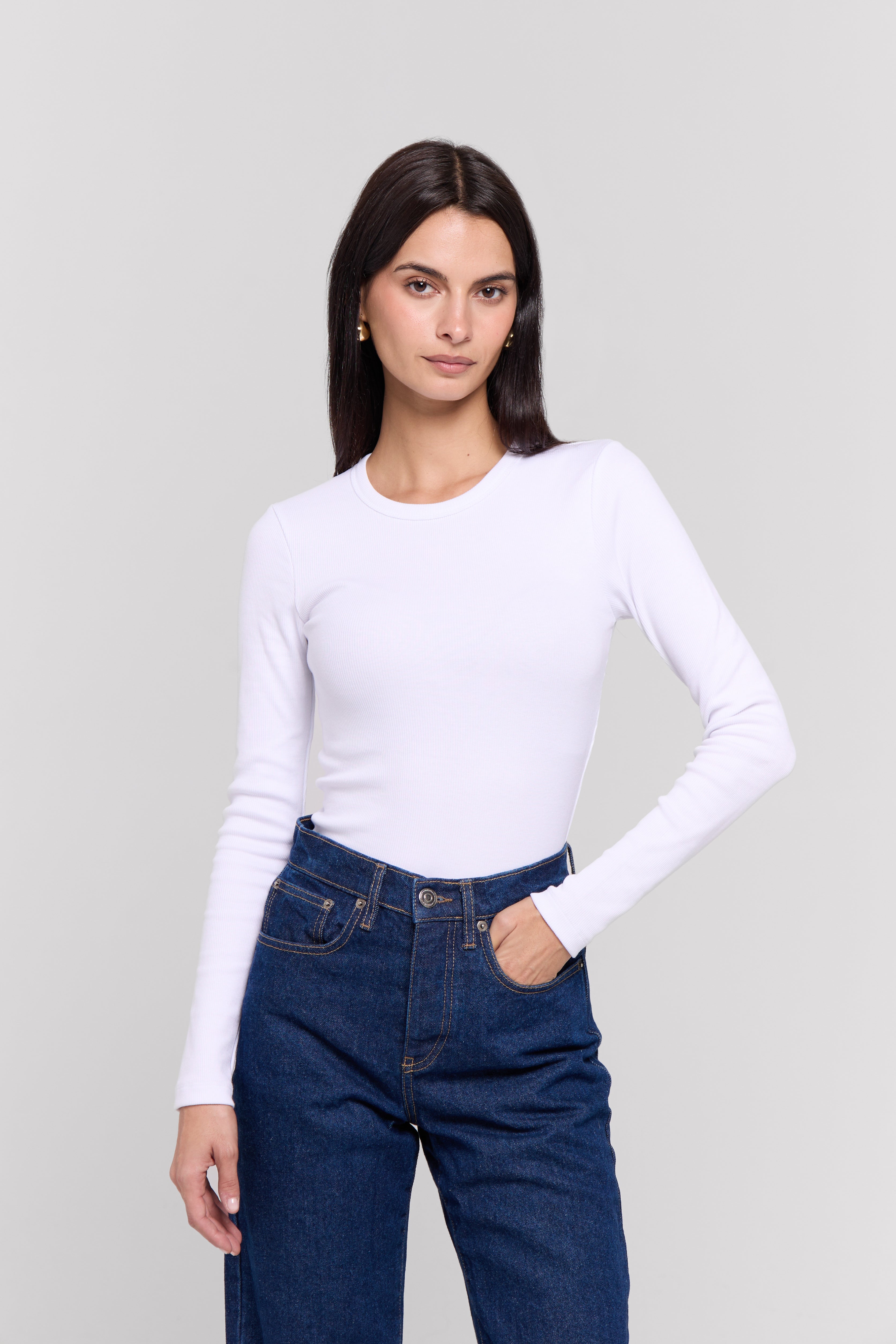 RIBBED LONG SLEEVE TOP
