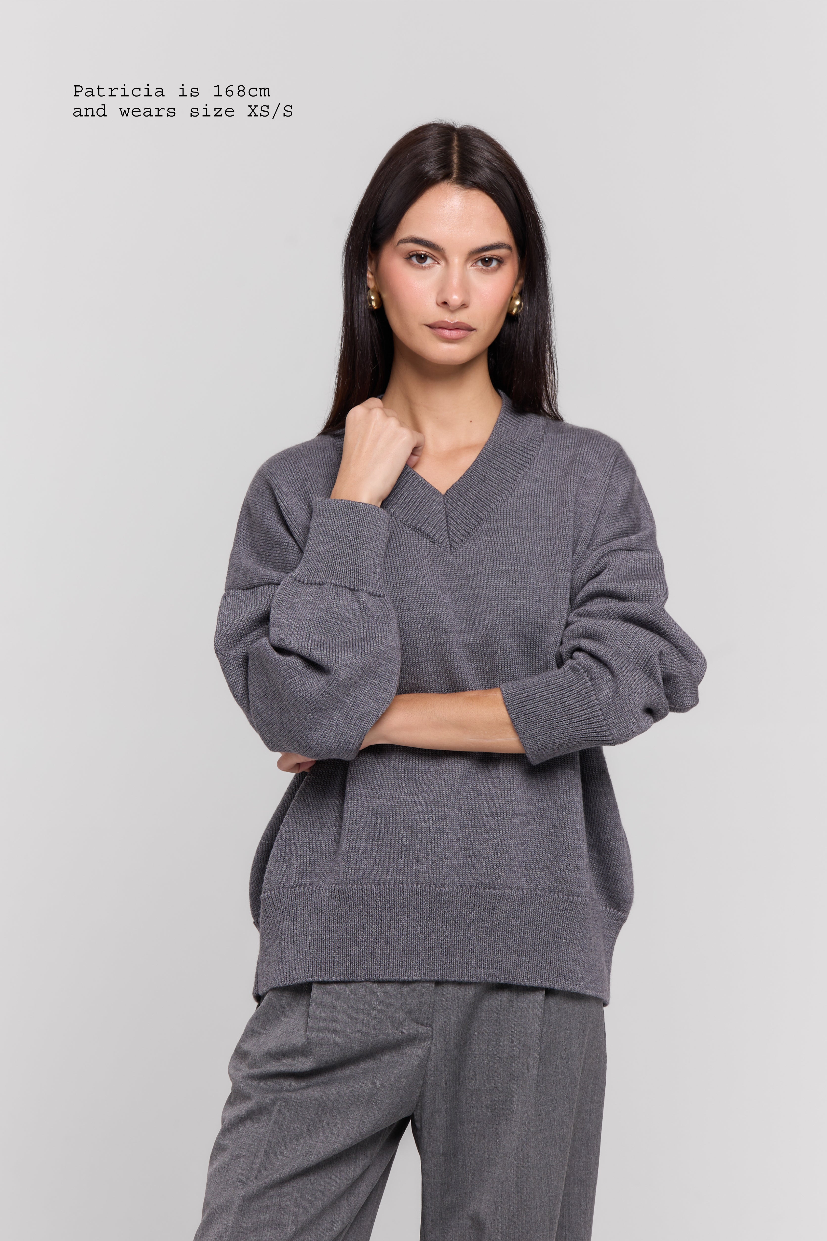 MERINO WOOL SLOUCHY V-NECK SWEATER