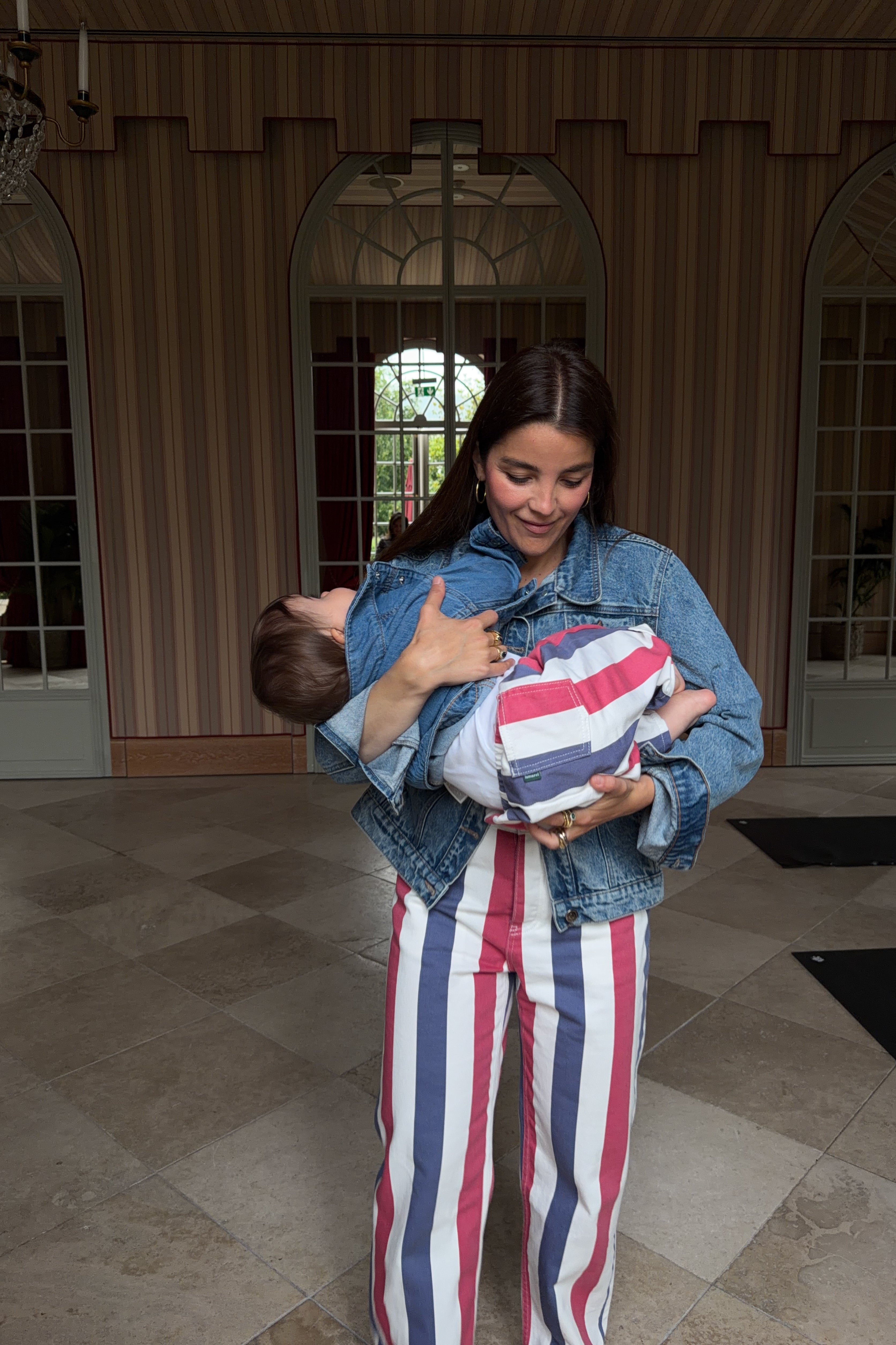 MINI STRIPED BAGGY JEANS