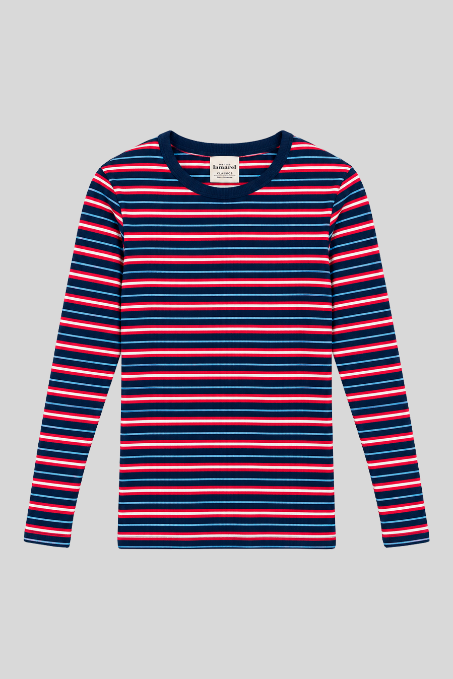 RIBBED STRIPED LONG SLEEVE TOP