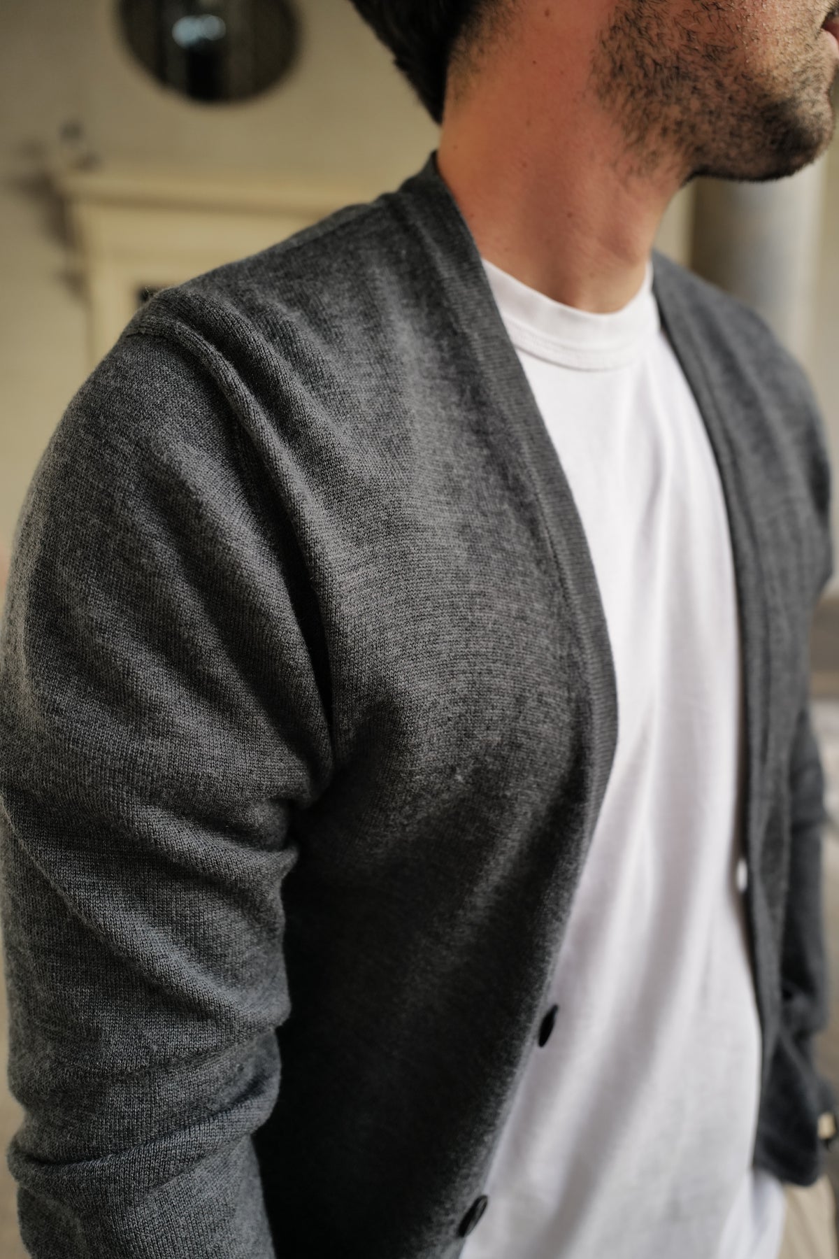 MERINO WOOL THIN CARDIGAN