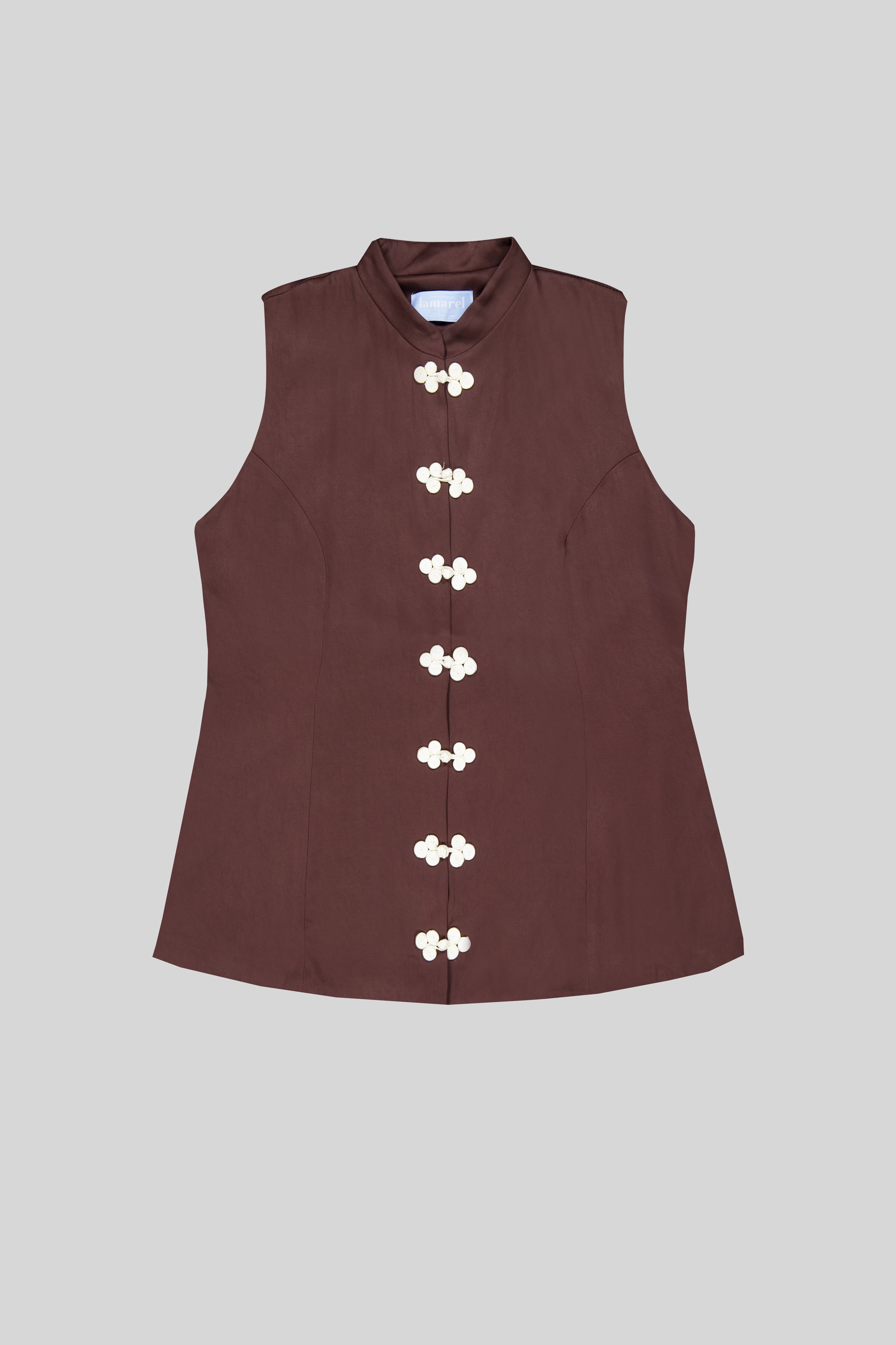 VISCOSE VEST WITH FASTENINGS
