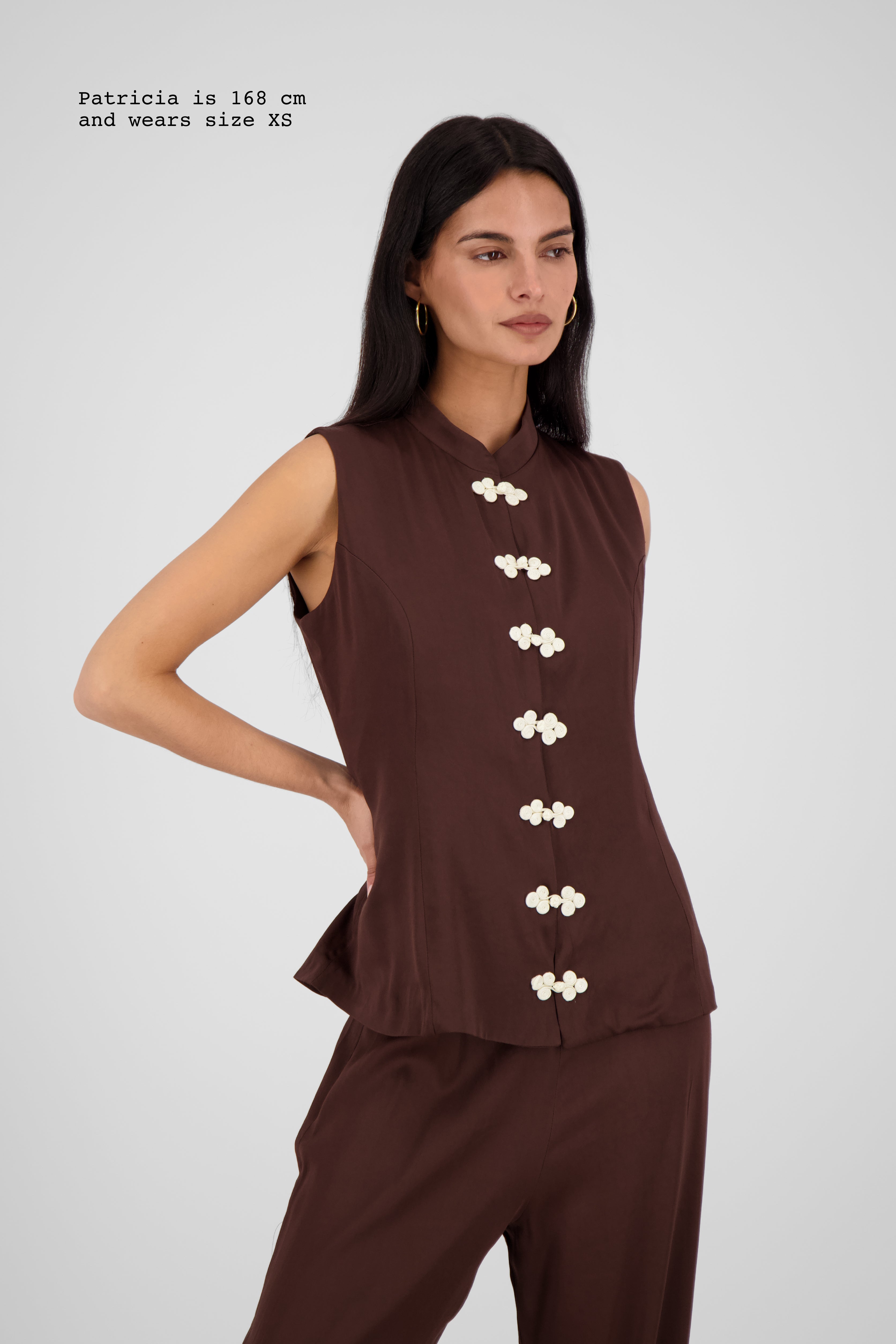 VISCOSE VEST WITH FASTENINGS