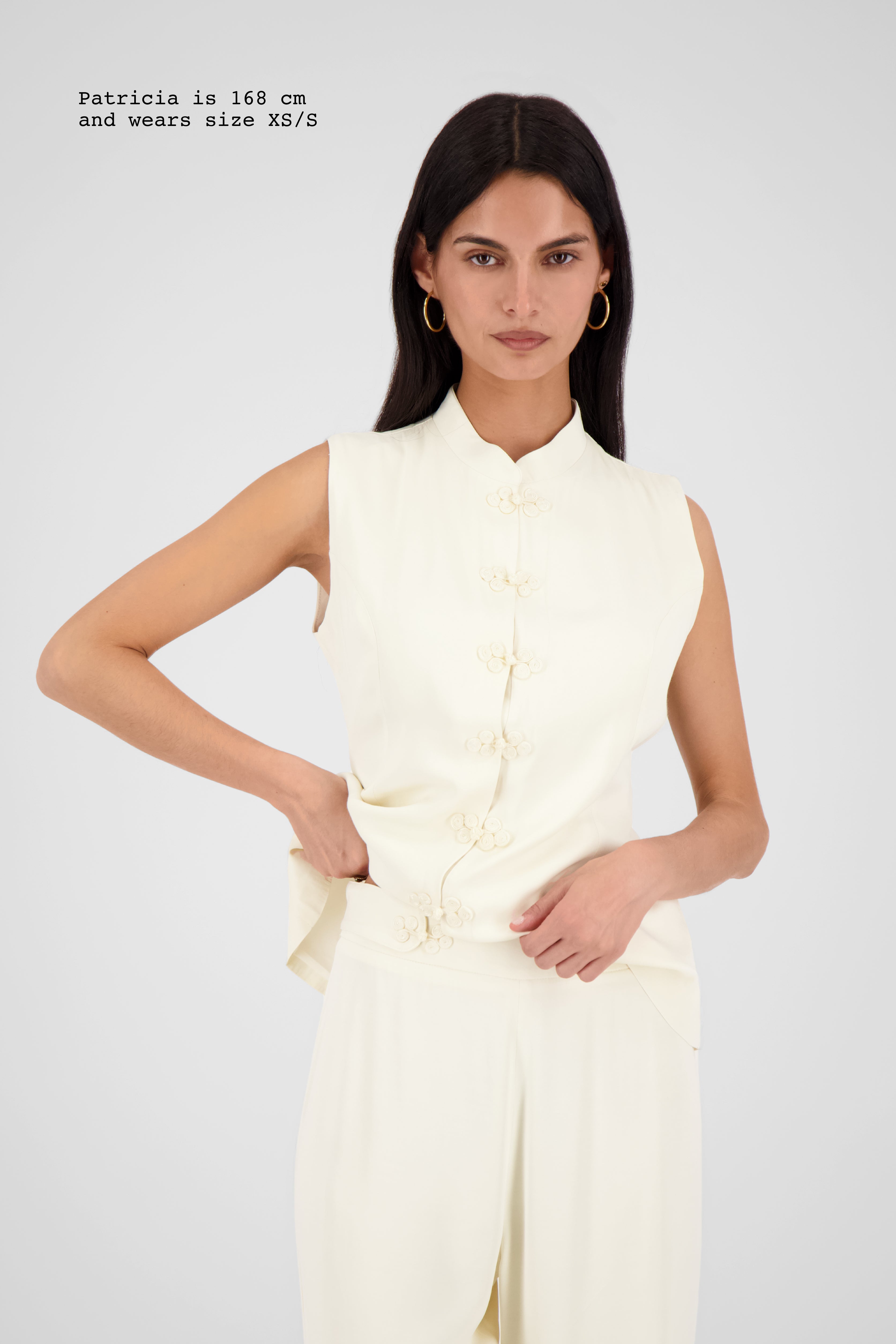 VISCOSE VEST WITH FASTENINGS