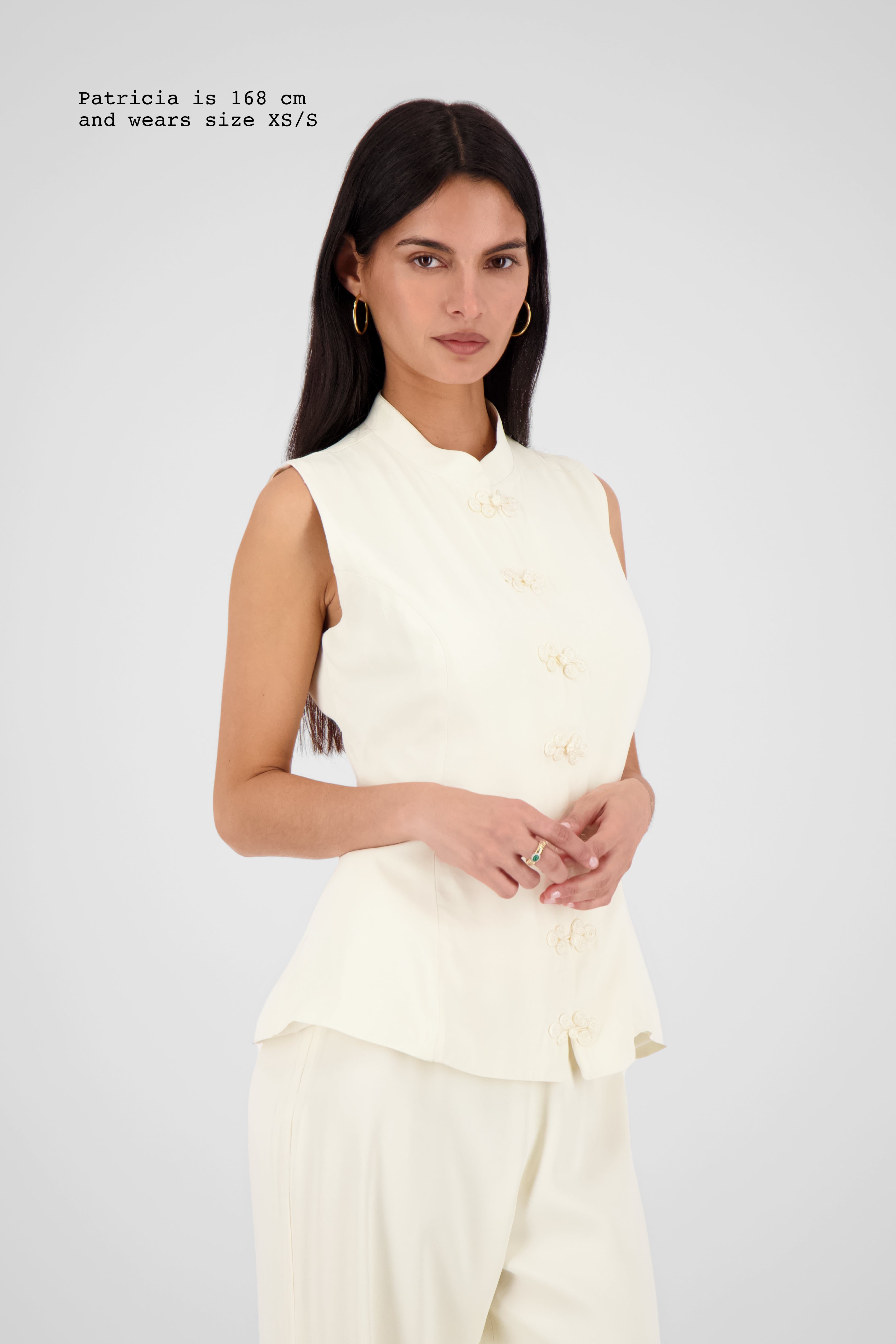 VISCOSE VEST WITH FASTENINGS