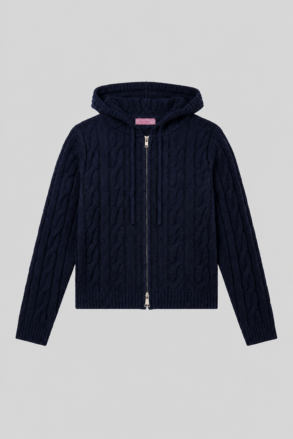 CABLE-KNIT ZIP HOODIE