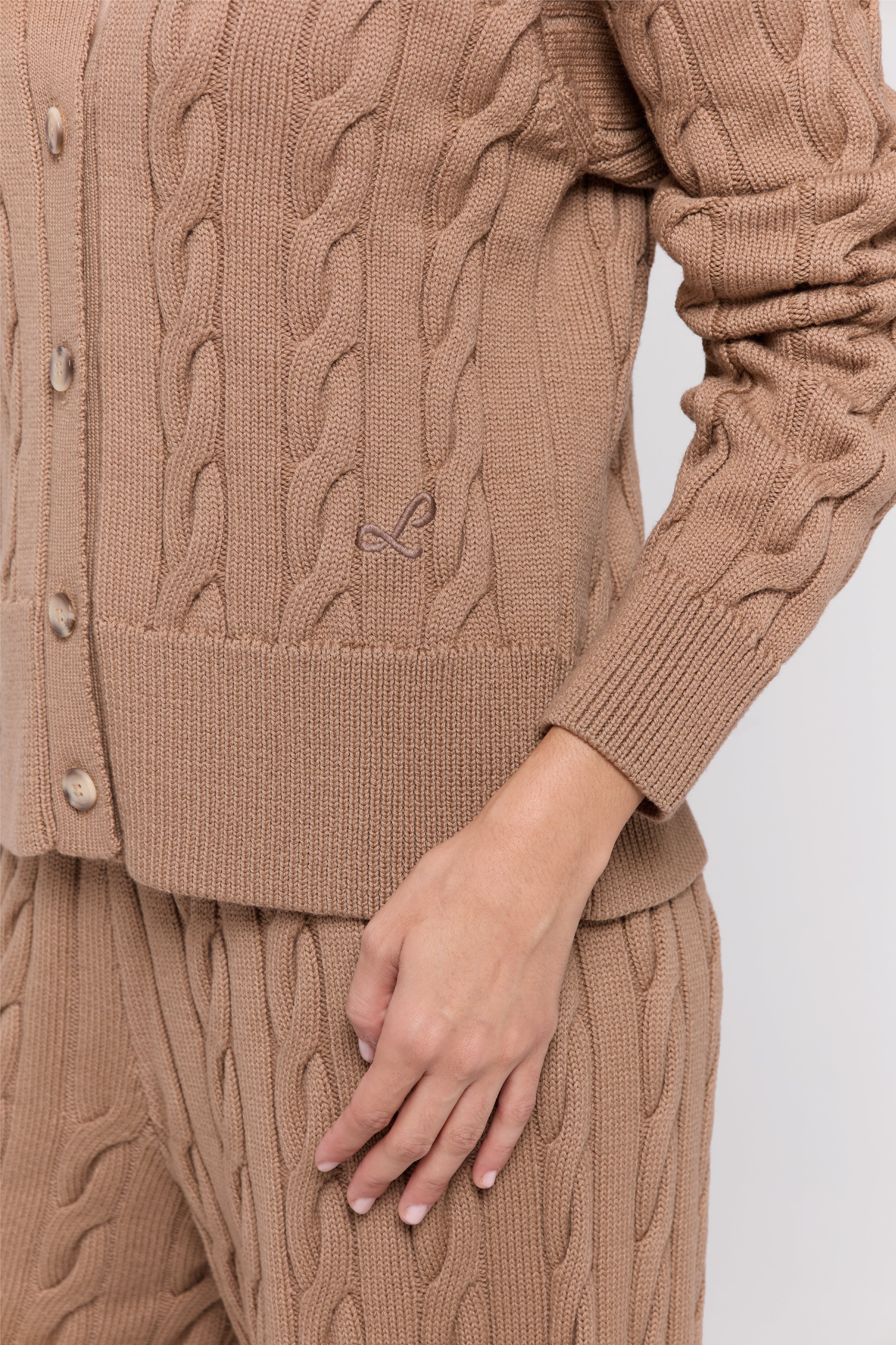 MERINO WOOL CABLE-KNIT CARDIGAN