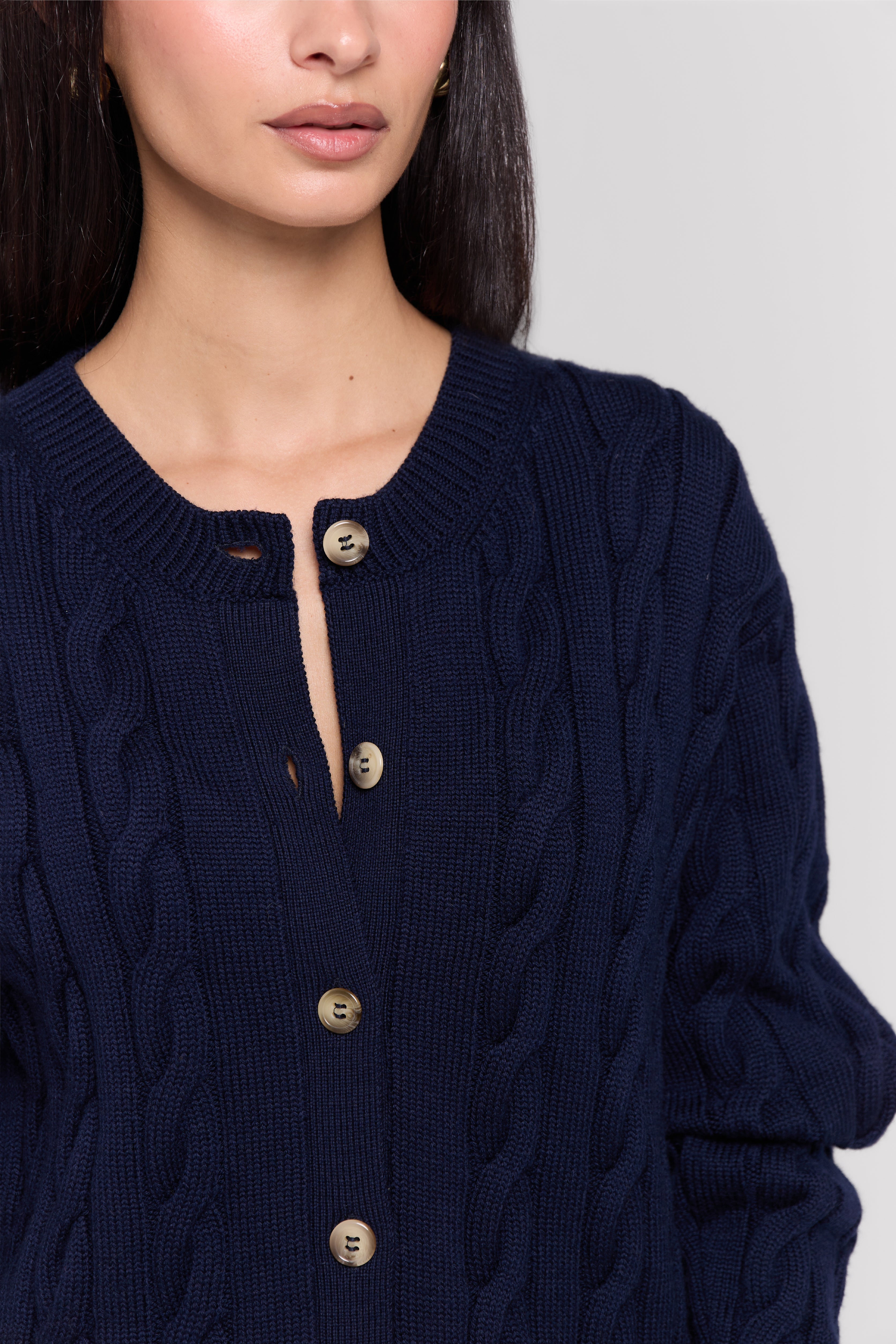 MERINO WOOL CABLE-KNIT CARDIGAN