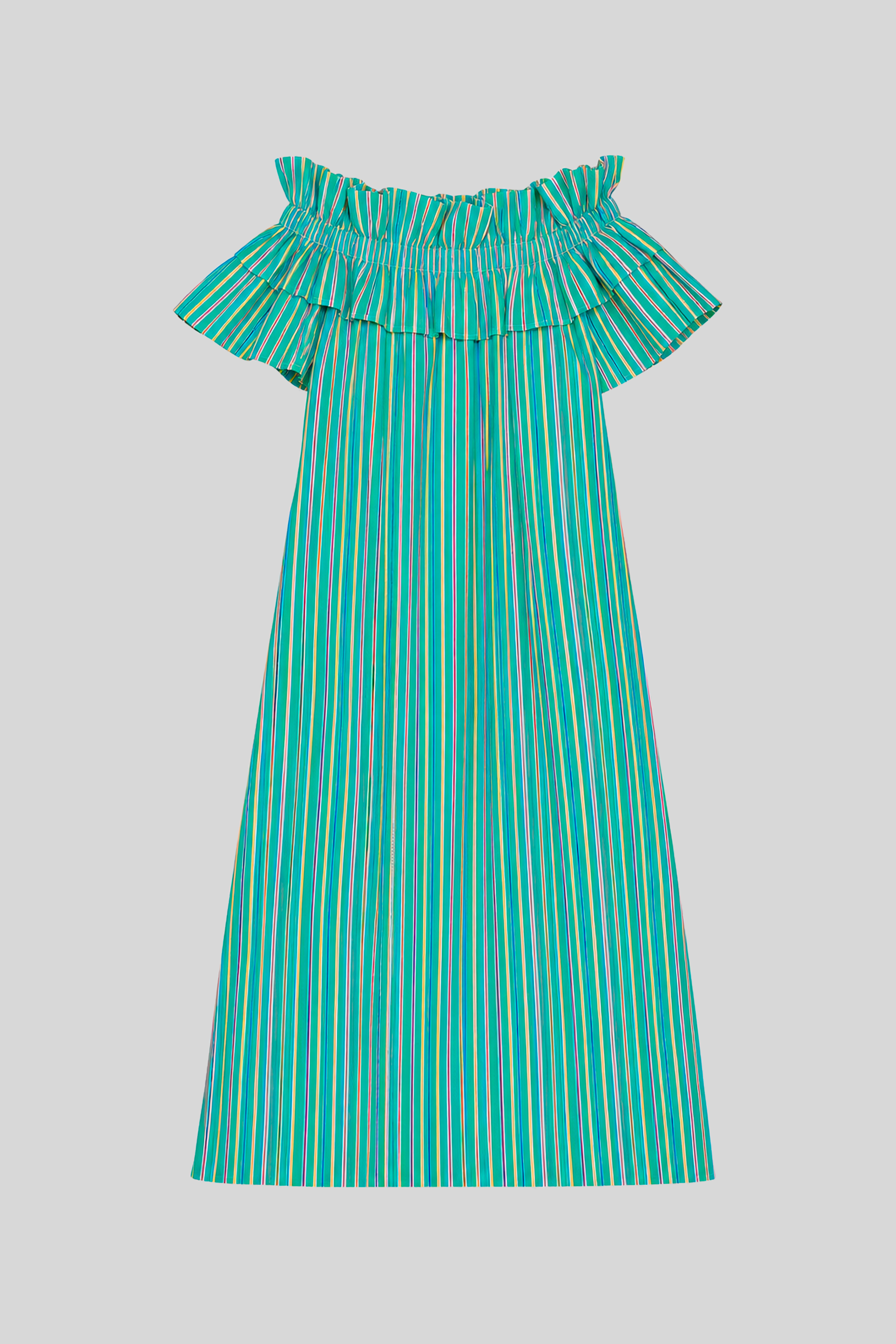 OFF-SHOULDER RUFFLE DRESS