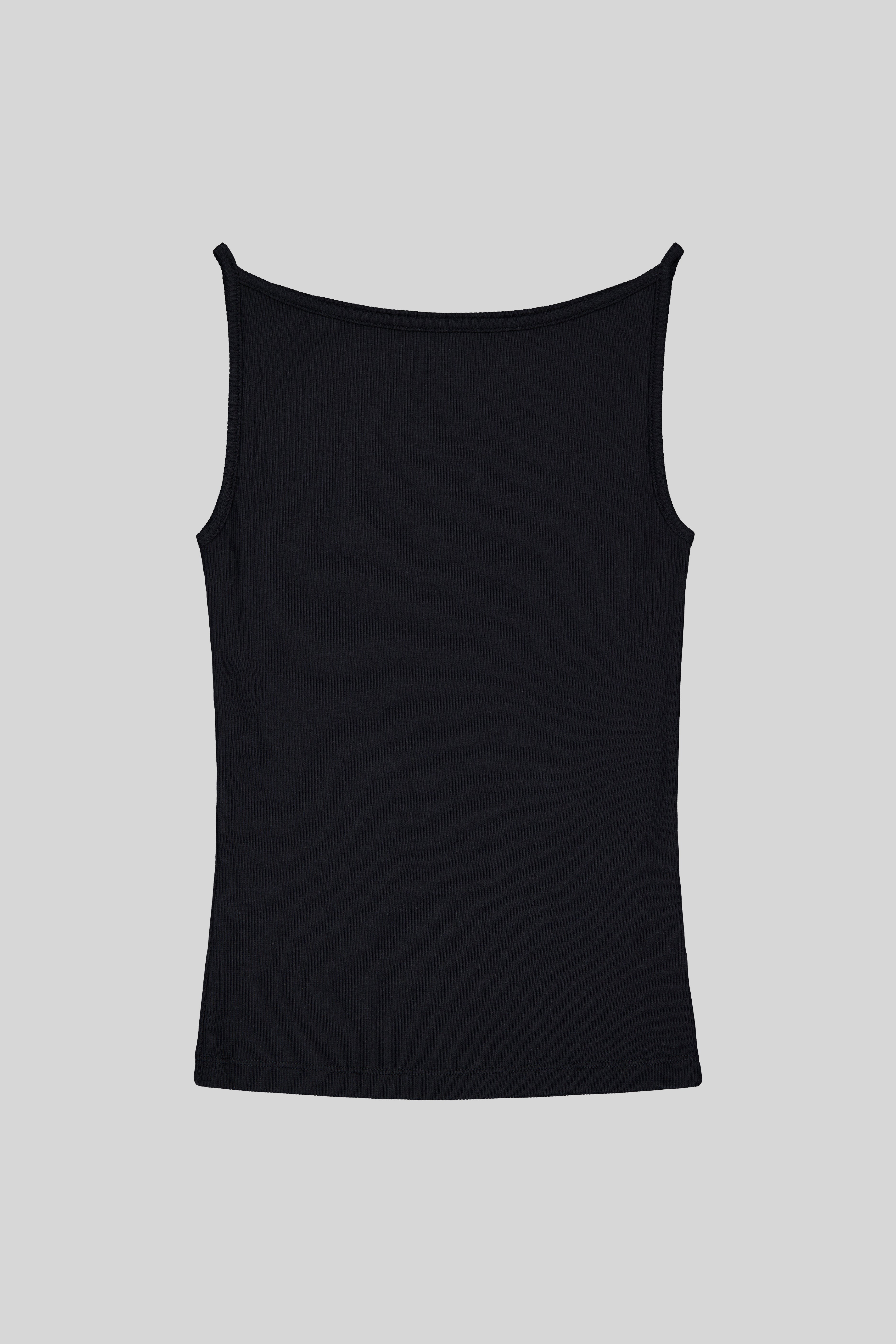 RIBBED BOATNECK SLEEVELESS TOP
