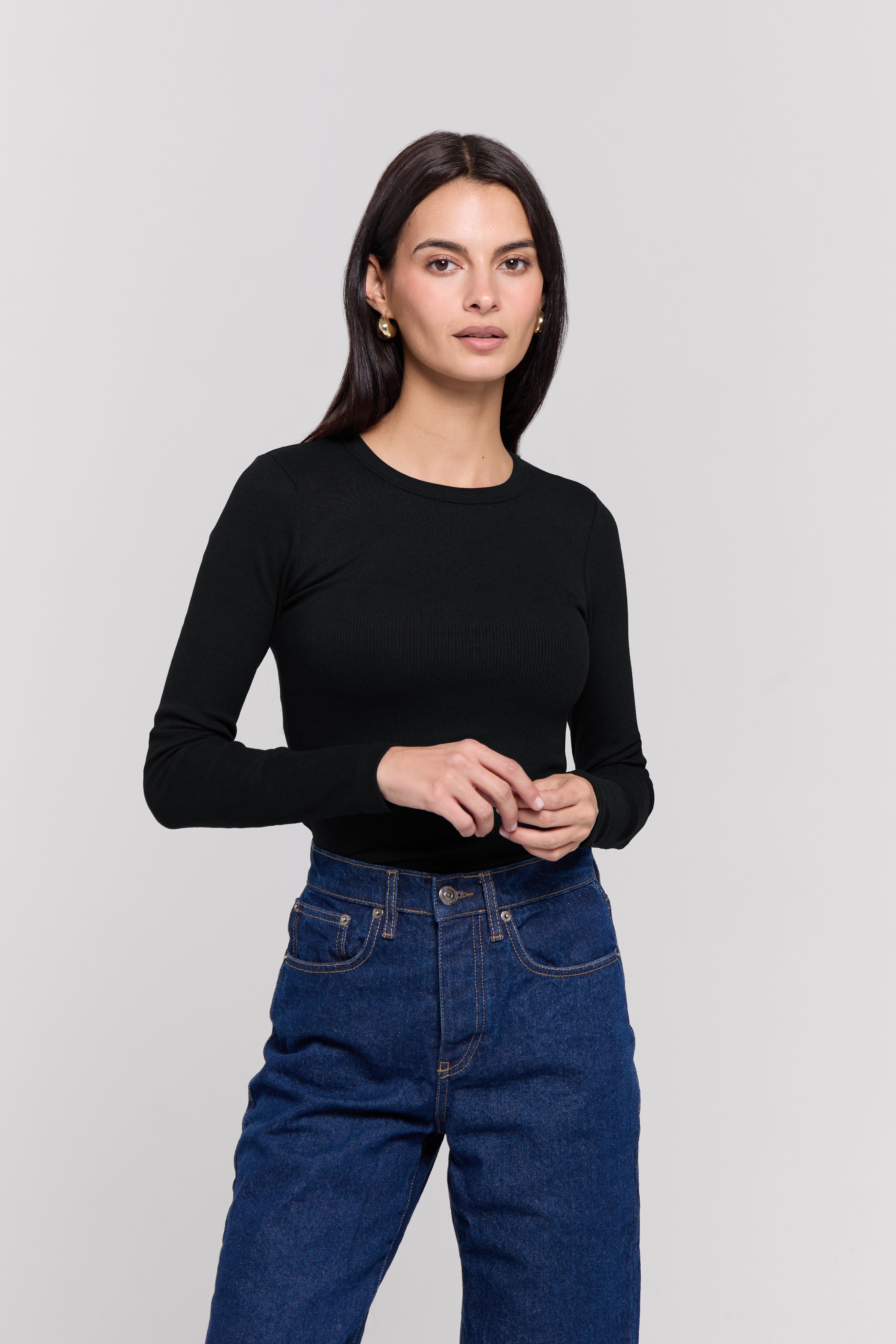 RIBBED LONG SLEEVE TOP