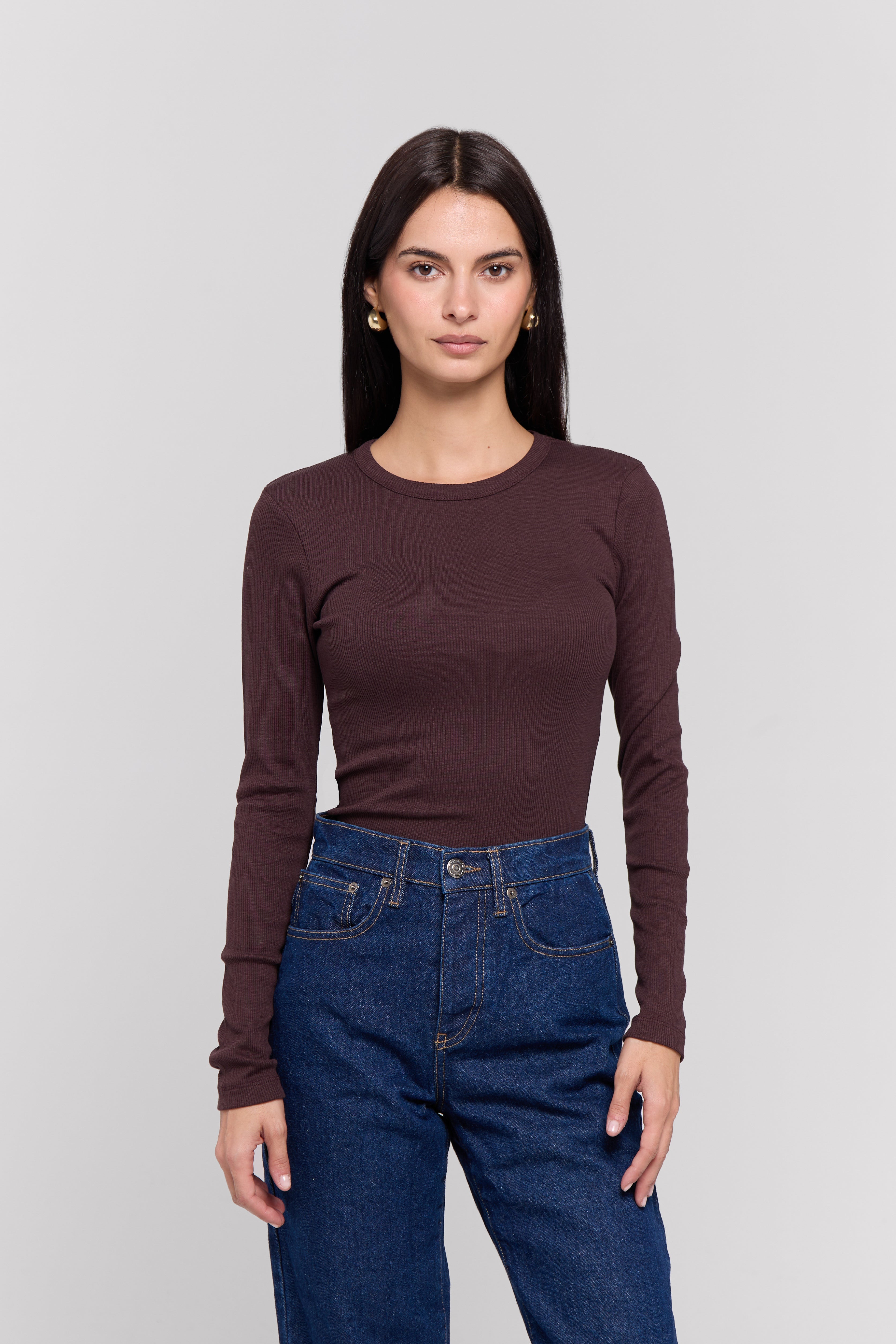 RIBBED LONG SLEEVE TOP