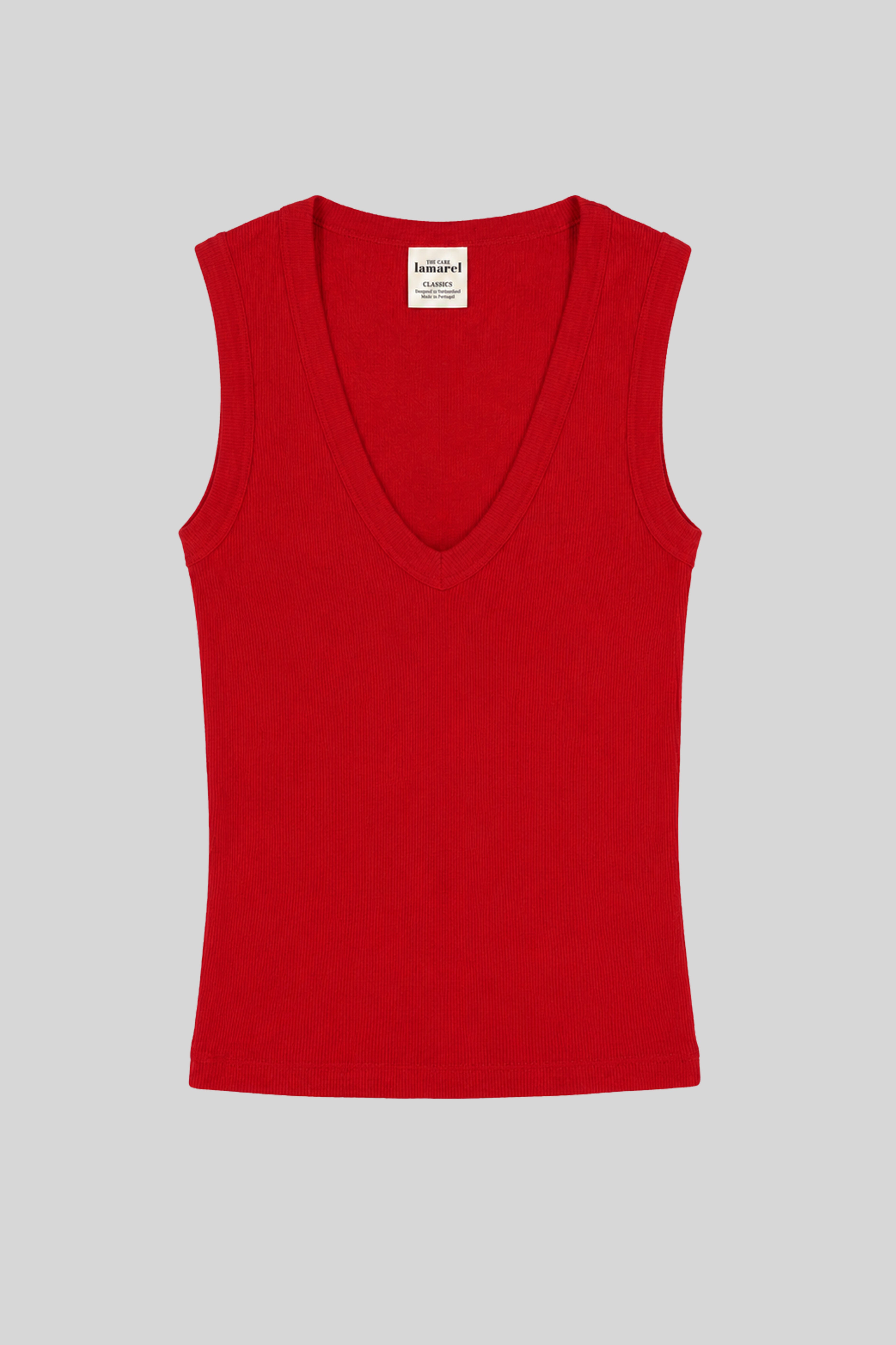 RIBBED V-NECK TOP