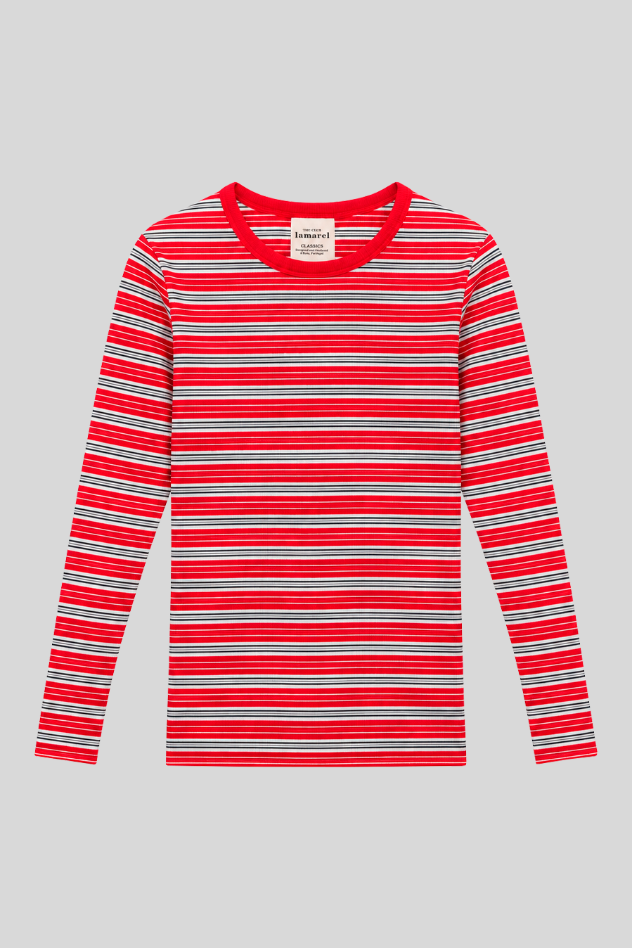 RIBBED STRIPED LONG SLEEVE TOP